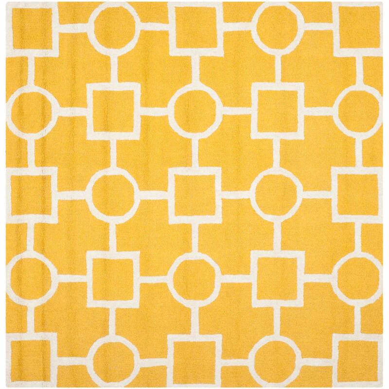 SAFAVIEH Handmade Cambridge Pietrix Modern Moroccan Wool Rug - 8' Square - Gold/Ivory