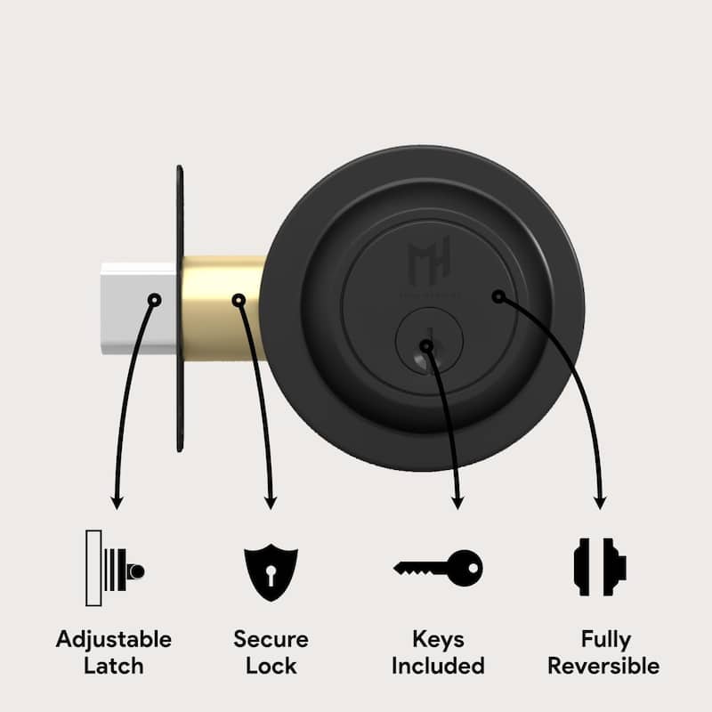 Mega Handles RONN Round Single Cylinder Keyed Deadbolt | Reversible Entry Deadbolt Lock