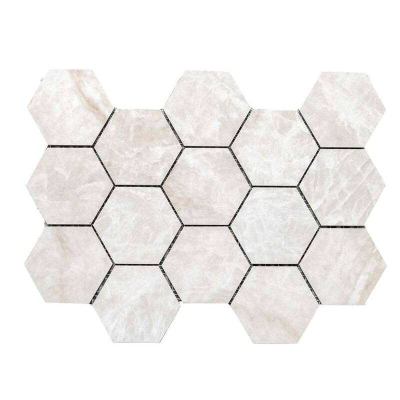 Galleria White 3x3 Semi-Polished Porcelain Hexagon Mosaic Tile - Floor, Wall, Backsplash