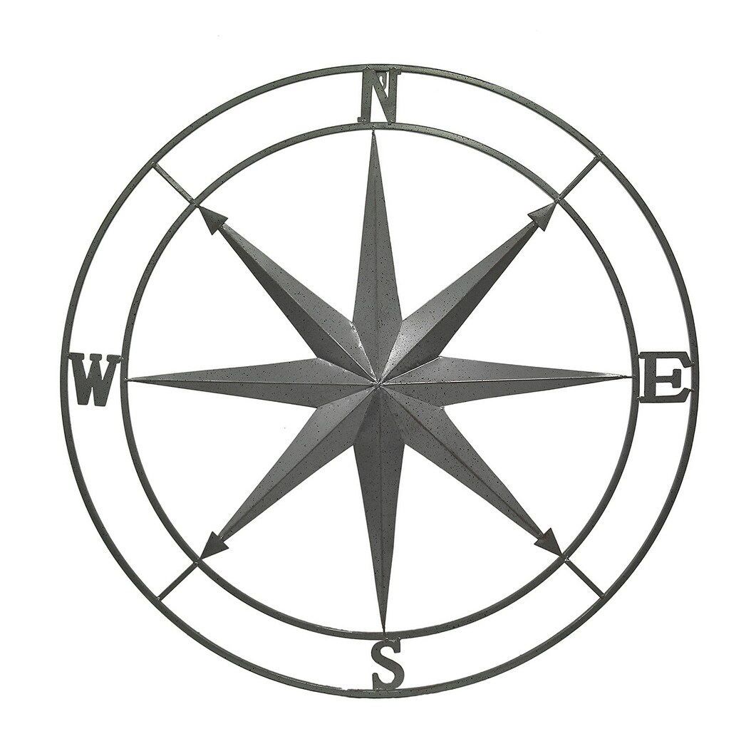 Shop Galvanized Zinc Finish Metal Indoor Outdoor Compass Rose Wall