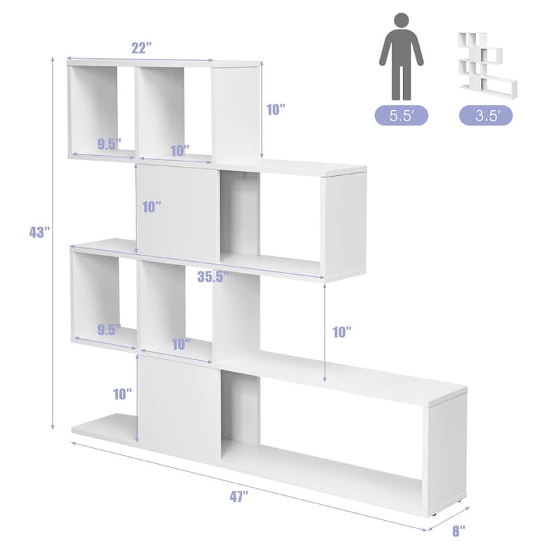5 Shelf Bookshelf Modern Ladder Bookshelf 12 Cubes Storage Bookcase