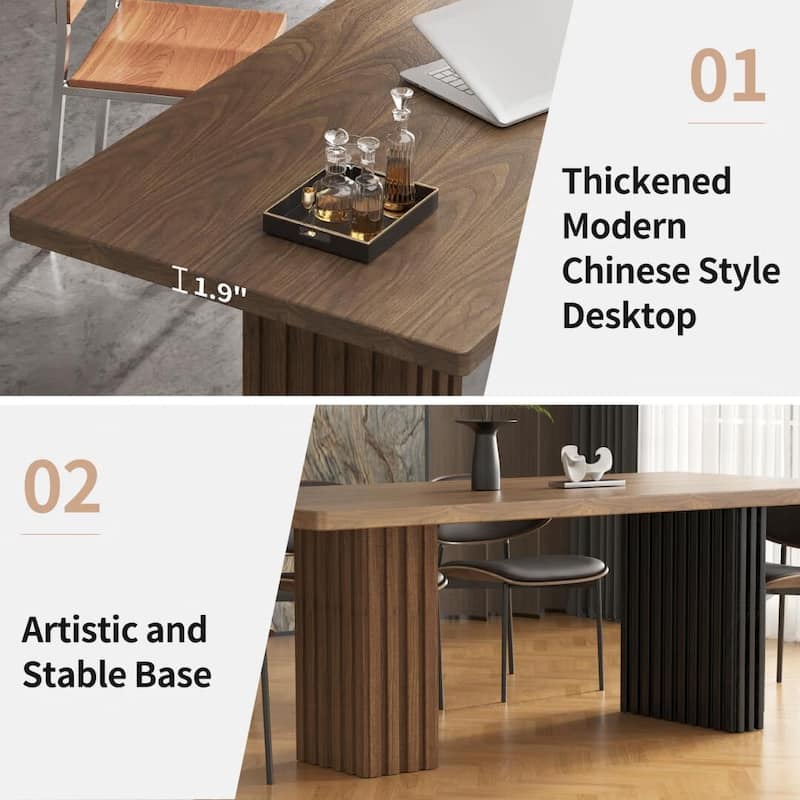 70.8" Modern Wooden Desk with Dual Base Design, Engineered Wood, Easy-Clean Surface