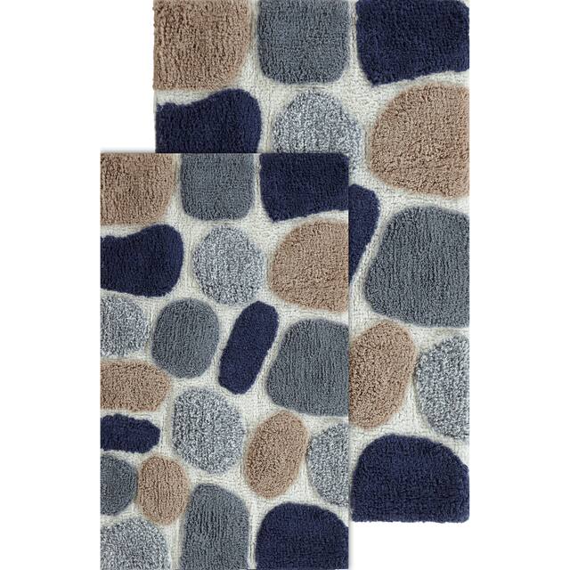 Chesapeake Pebbles 2pc Bath Rug Set - 21"x34" & 24"x40" - Blue Sienna
