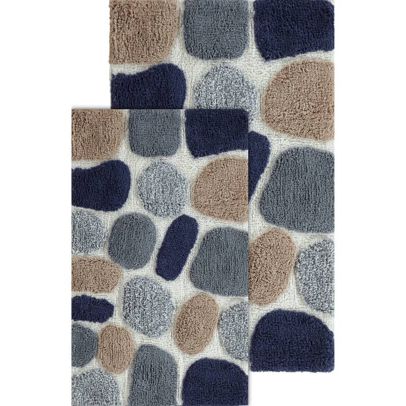 Chesapeake Pebbles 2pc Bath Rug Set - 21"x34" & 24"x40" - Blue Sienna