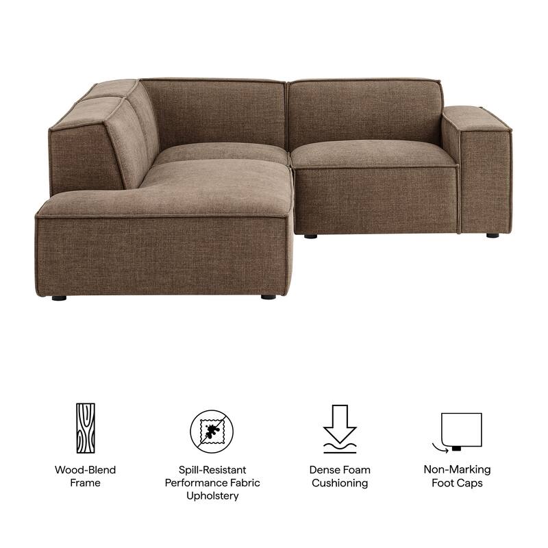 Restore 3-Piece Performance Fabric Upholstered Modular L-Shaped Sectional Sofa