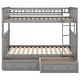 preview thumbnail 9 of 25, Twin over Twin Bunk Bed with Convertible Beds, Drawers, Sturdy Pine Wood Construction, Fence Guardrail, Easy Assembly, Grey