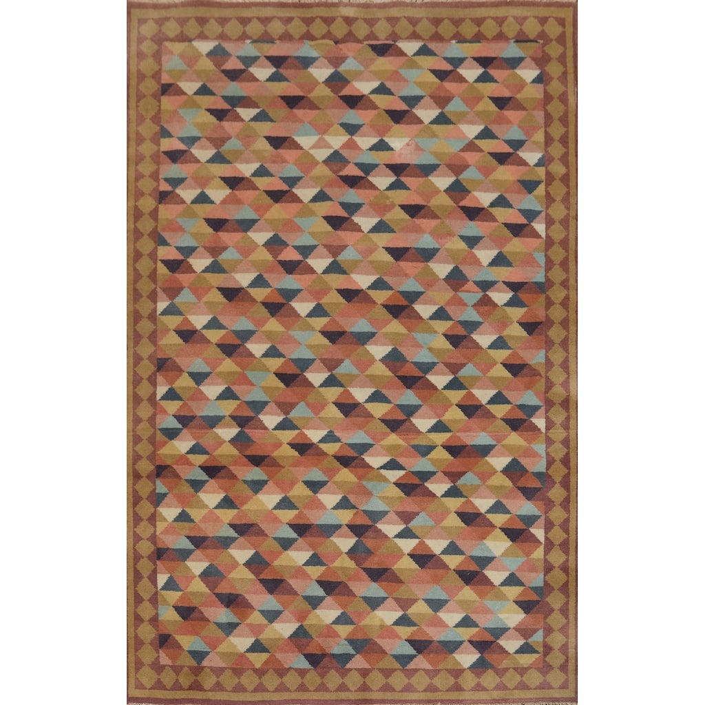 Hand-knotted Tribal Wool Multi-Colored Geometric Oriental Area Rug - 8' 3'' X 5' 10''