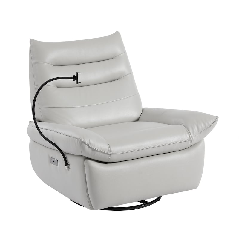 Genuine Italian Leather Match Power Swivel Rocker Recliner (Set of 2)
