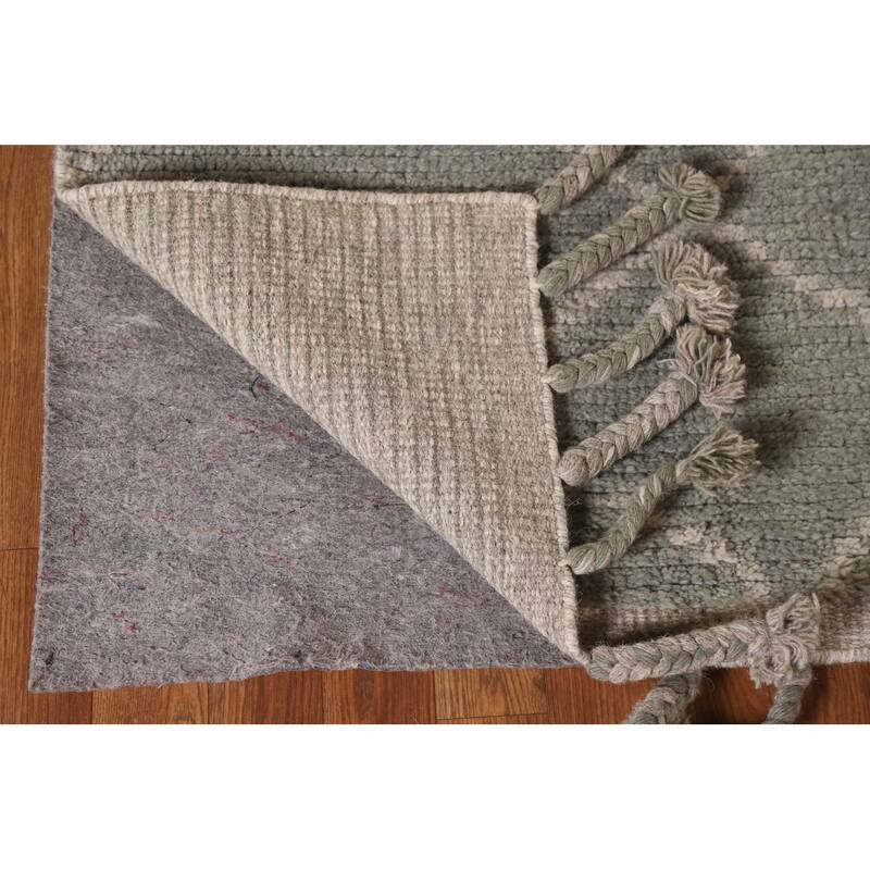 Hand Knotted Oriental 100% Wool Carpet Modern Trellis Greys & Charcoal Moroccan Area Rug - 8' 2'' X 5' 10''