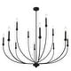 preview thumbnail 14 of 13, LALUZ Modern Transitional 2-Tier 12-Light Black Wheel Chandelier for Large Living Dining Room Entryway - Dia. 48.8" x H 31.5"