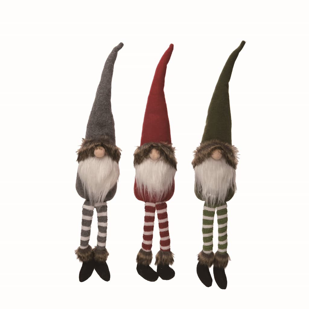 Transpac Plush Gnome Sitter Set of 3 Christmas Home Decorations