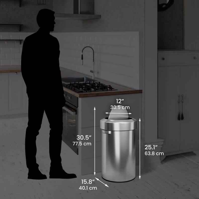 iTouchless 17 Gallon / 64 Liter Titan Stainless Steel Swing-Top Kitchen Trash Can