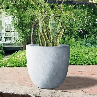 Durx-litecrete Lightweight Concrete Modern Seamless Round Cement Color Planter-Medium - 13.8'x13.8'x11.8'