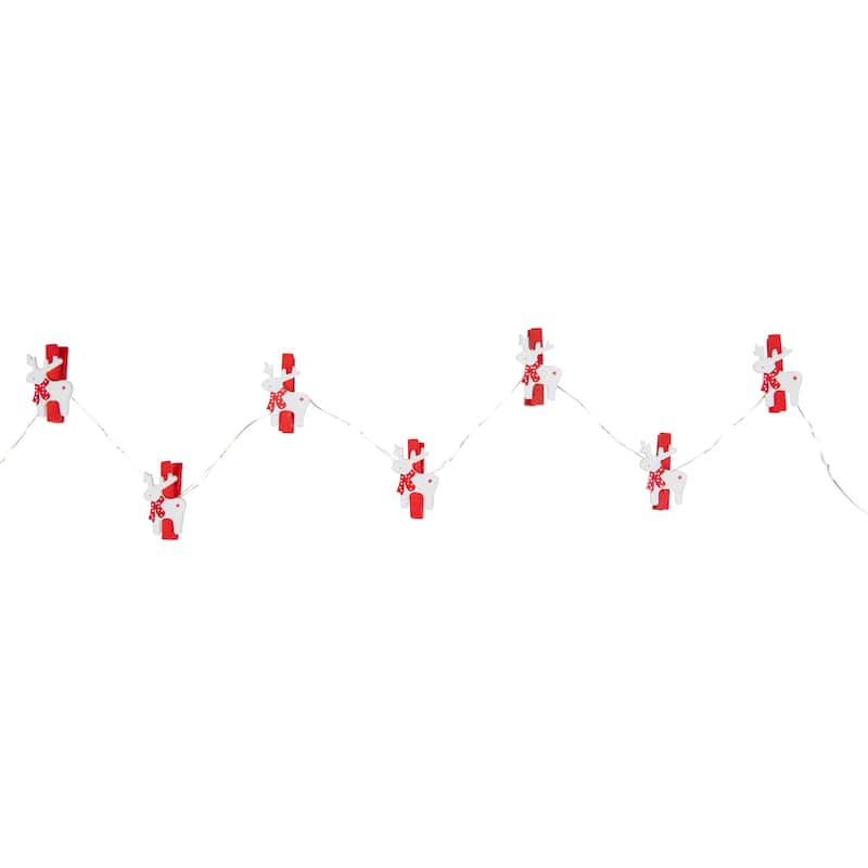 LED Mini Reindeer Christmas Fairy Light Clips - 5.25' Copper Wire - 10ct