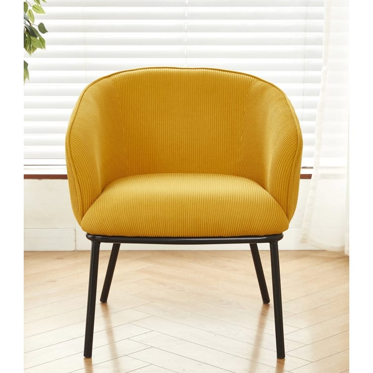 US Pride Furniture Corduroy Design Luxury Elegance Modern Channel Chair with Black Metal Legs Complement the Chic