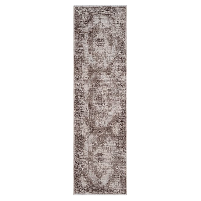 Terra by Obeetee Heirloom Medallion Rug - Natural/Criss Cross - 2'2" x 7'6"