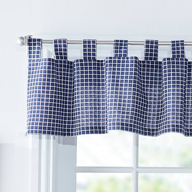 Tommy Hilfiger Mini Check 3-Piece Curtain Tier and Valance Set