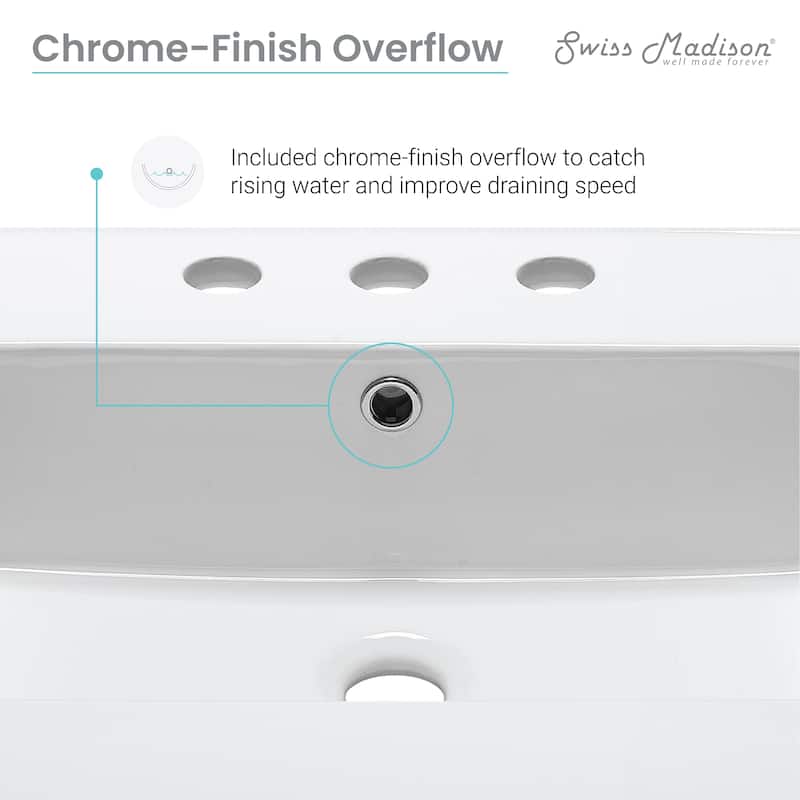 Cannes 24 In. White Bathroom Vanity With White, 3-Hole Ceramic Sink Top