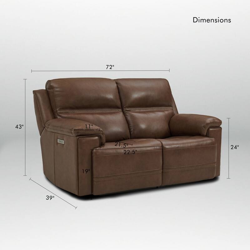 Genuine Leather Dual Power Reclining Loveseat with Zero Gravity, Adjustable Headrest, USB/Type-C & Cross-stitching Detail
