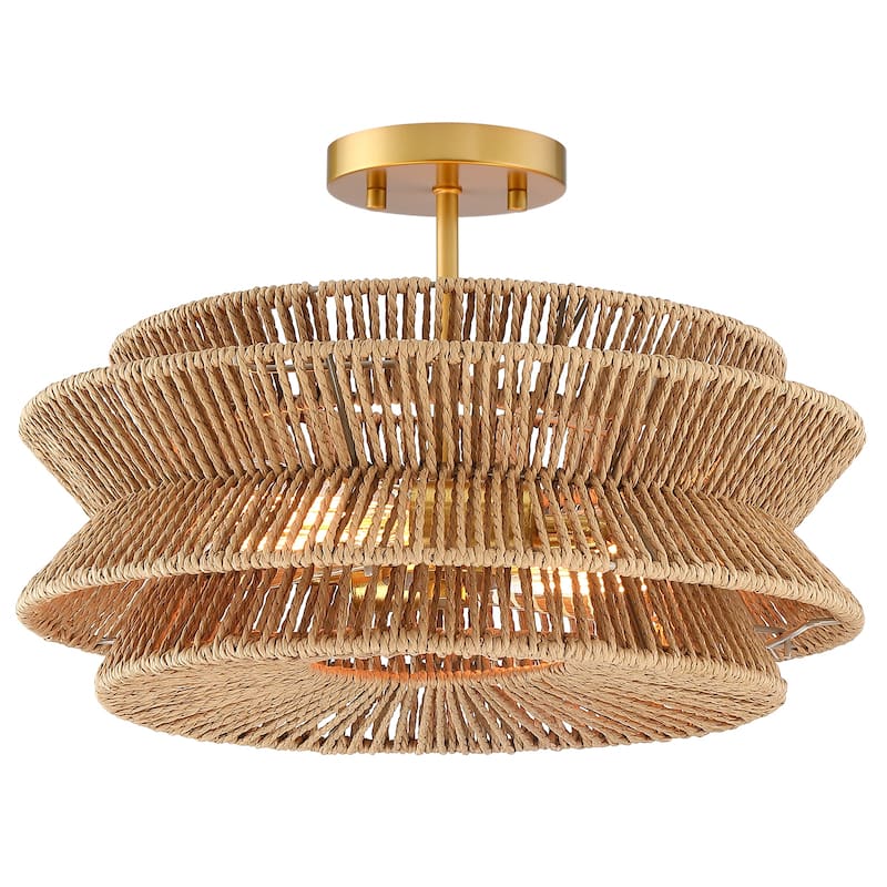 Silvia 2-Light Bohemian Woven Rope Semi-Flush Mount Ceiling Light - 16 in. W