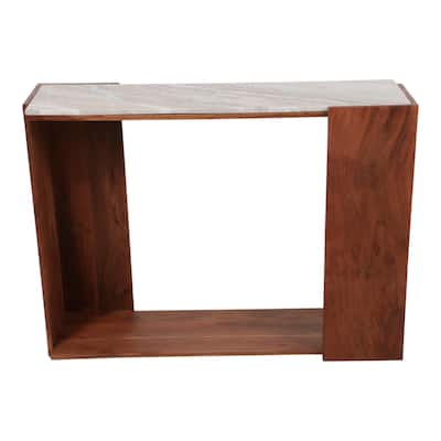 Wood Base Console Table Marble Top Modern Accent Furniture - 31" Ivory - 42" x 12" x 31"