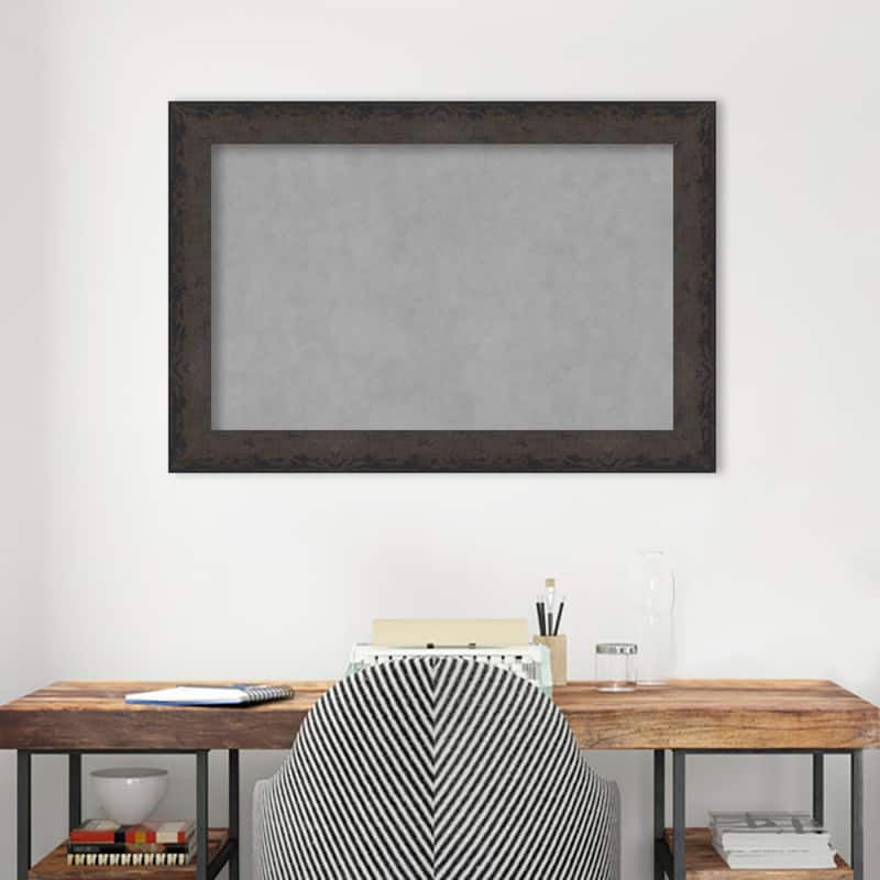 Amanti Art Dappled Black Brown Framed Magnetic Board
