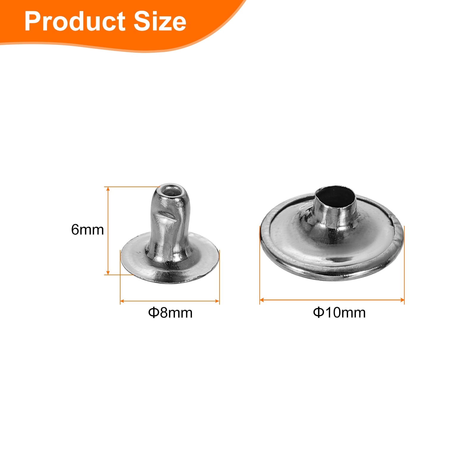 Single Cap Rivets Carbon Steel Round Head Snaps Studs Fasteners Tubular Metal Studs for Leather Decoration