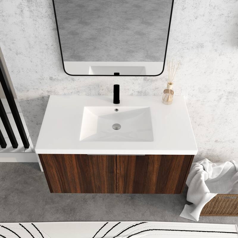 Beingnext 24"/30"/36" Bathroom Vanity with Sink, Floating Bathroom Vanity with 2 Soft Close Doors