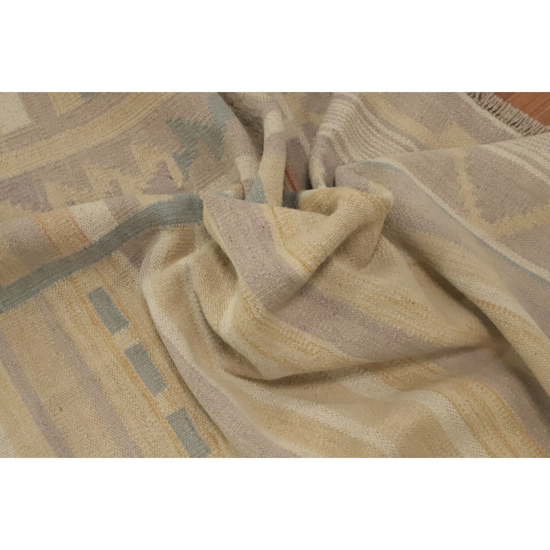 Hand Woven Oriental 100% Wool Carpet Southwestern Tribal Multi-Colored Kilim Area Rug - 8' 2'' X 5' 1''