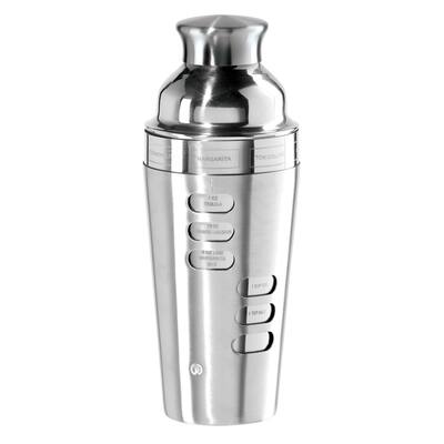 Dial-a-Drink 8 Recipe Stainless Steel Cocktail Shaker (700 ml, 23 oz)