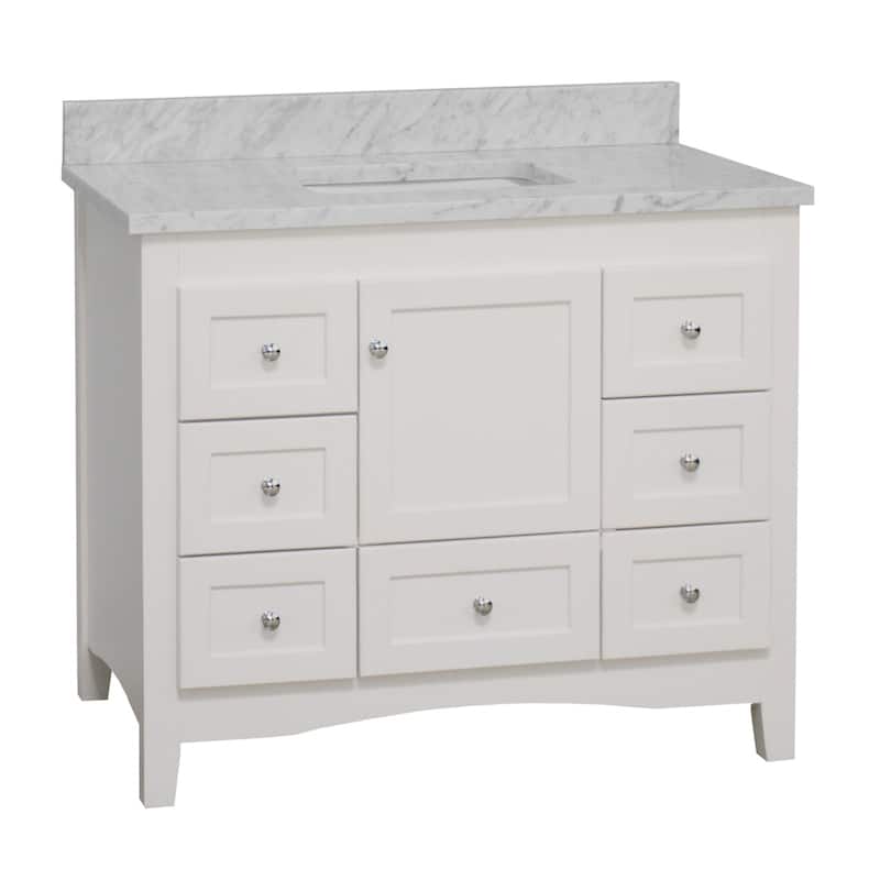 KitchenBathCollection Abbey 42" Bathroom Vanity with Carrara Marble Top