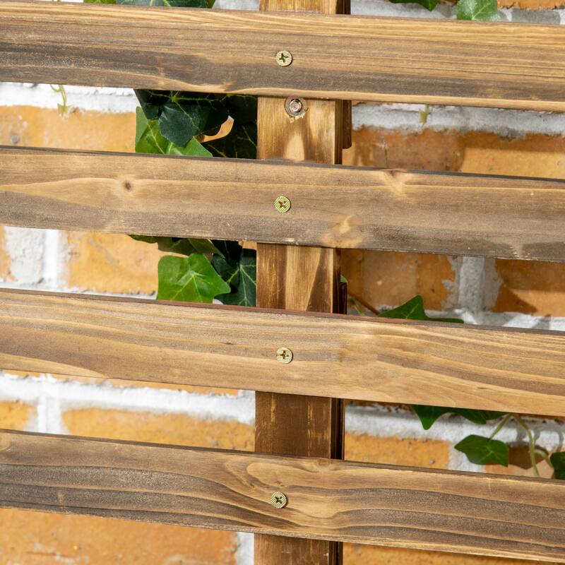 Outsunny Raised Garden Bed, Wooden Planter with Trellis and Metal Corners, Portable on Wheels, to Grow Vegetables