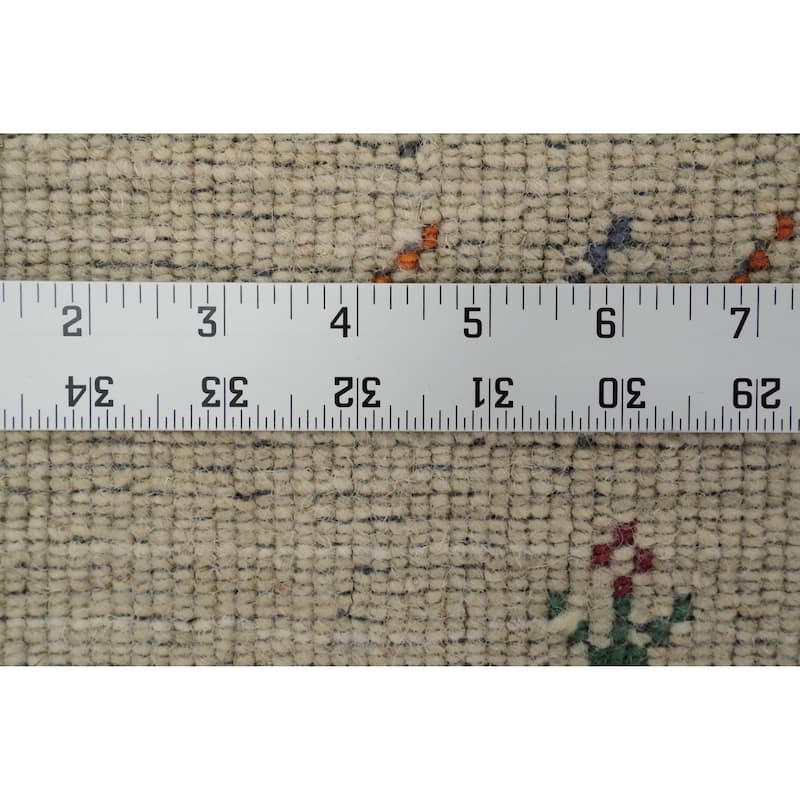 Hand Knotted Oriental 100% Wool Carpet Tribal Animal Pictorial Beige & Ivories Gabbeh Area Rug - 11' 8'' X 4' 11''