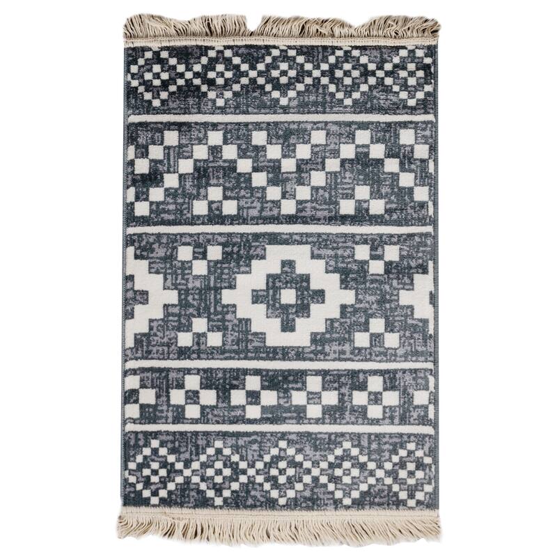 Superior Genaine Contemporary Geometric Fringe Indoor Runner or Area Rug