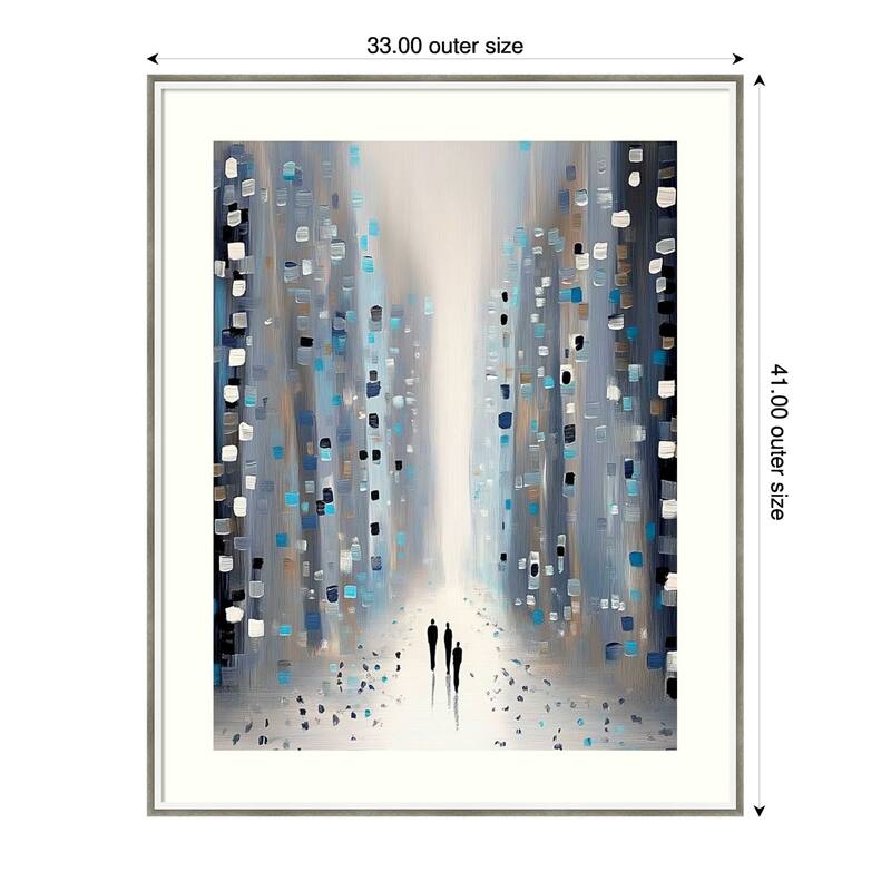 Network Figures No. 1 by Tradelink inhouse artist Wood Framed Wall Art Print - Lucie Silver White - 33 x 41 in