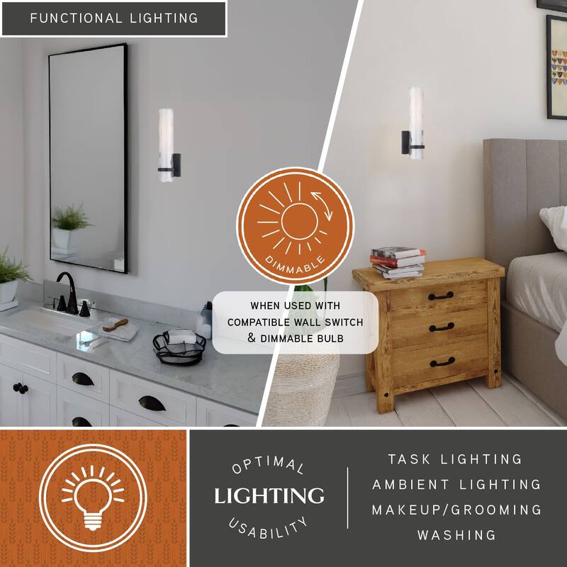 Vilo 1 Light Bronze Bathroom Wall Fixture - 4.25-in W x 13.5-in H x 4-in D