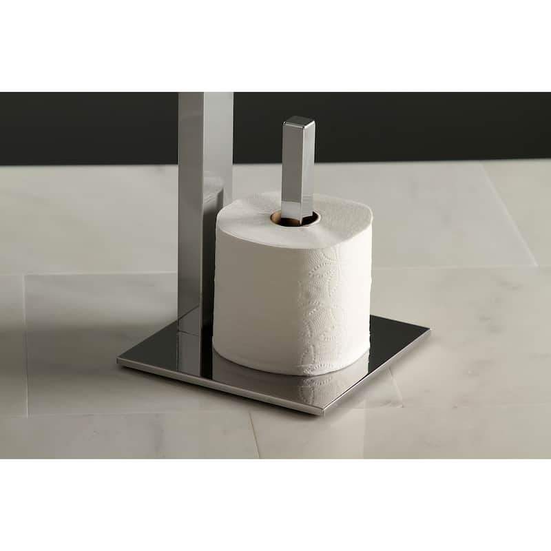 Edenscape Freestanding Toilet Paper Holder with Storage Shelf in Polished Chrome