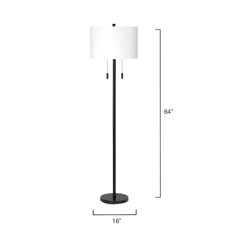 Alden Décor Anders 2-Light Metal Floor Lamp, Black