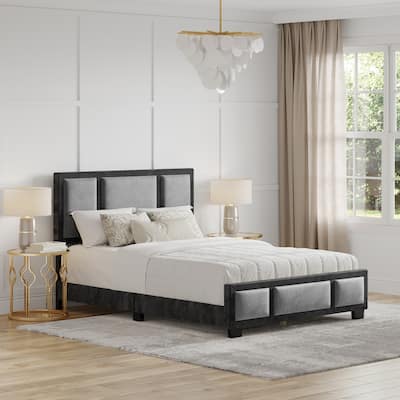 Boyd Sleep Bavaria Black and Grey Velour Platform Bed