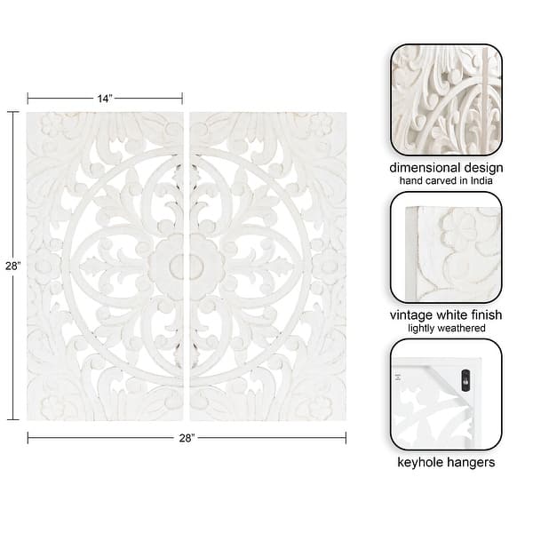 Kate and Laurel Saanvi Carved Wood Wall Art Set