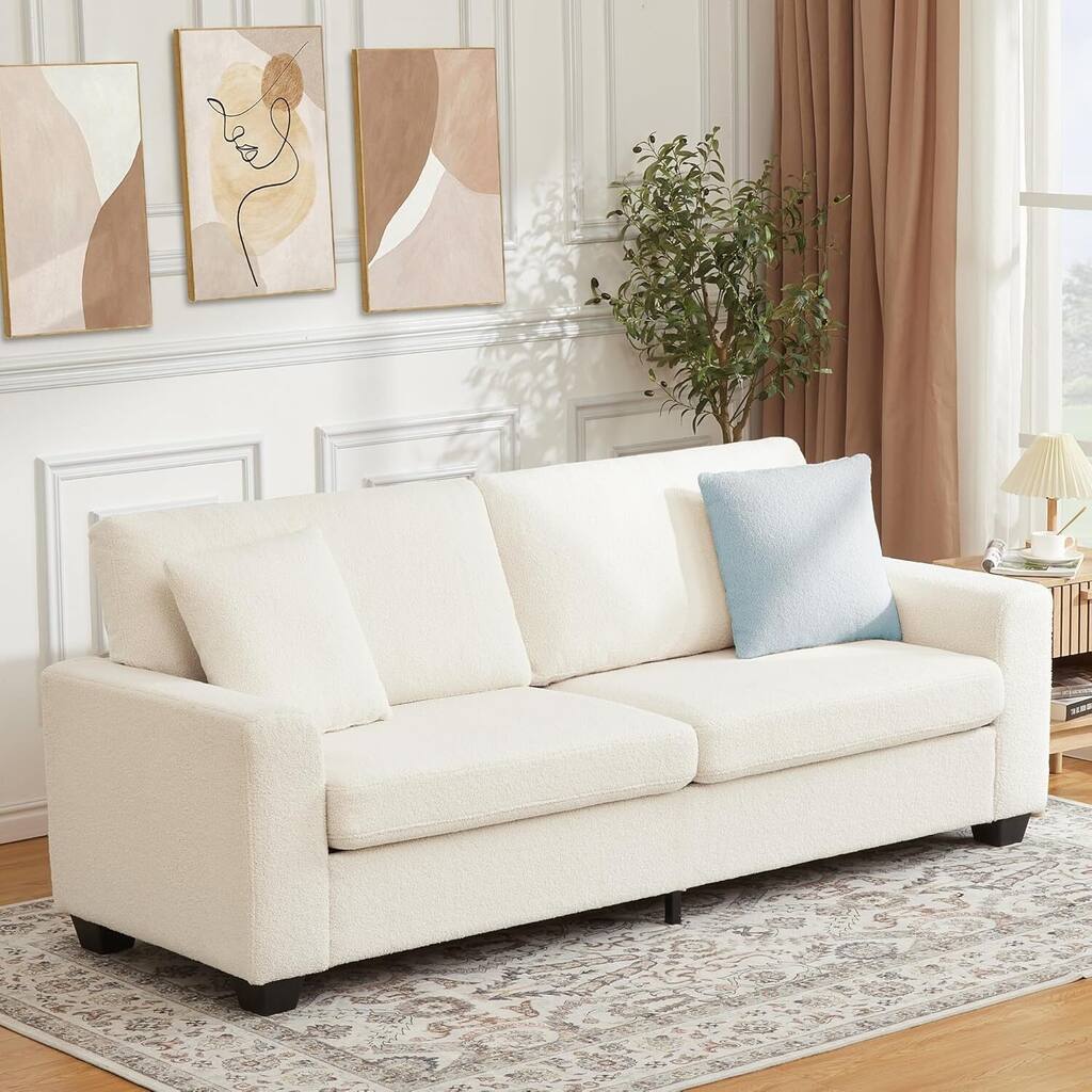 Modern Teddy Fleece Loveseat Sofa, 83" Cloud Couch for Living Room, Apartment, Office, Bedroom