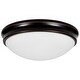 preview thumbnail 6 of 5, Access Lighting Atom - 3-Light 14" Flush Mount - Oil Rubbed Bronze Finish - Opal Glass Shade