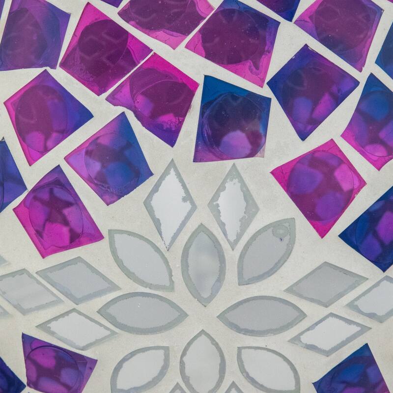 Mosaic Floral Outdoor Garden Gazing Ball 10" Purple, Pink and Silver