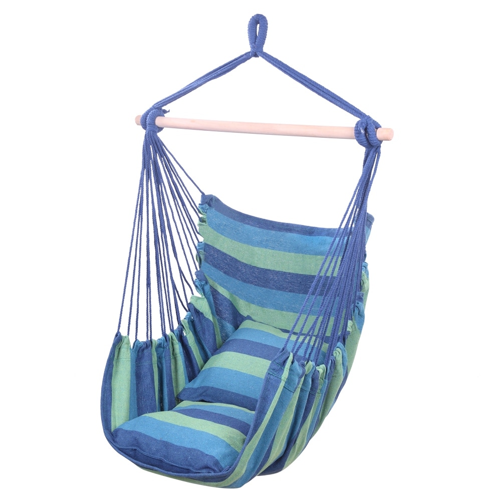 Distinctive Cotton Canvas Hanging Rope Chair with Pillows - On Sale - Bed  Bath & Beyond - 31422341