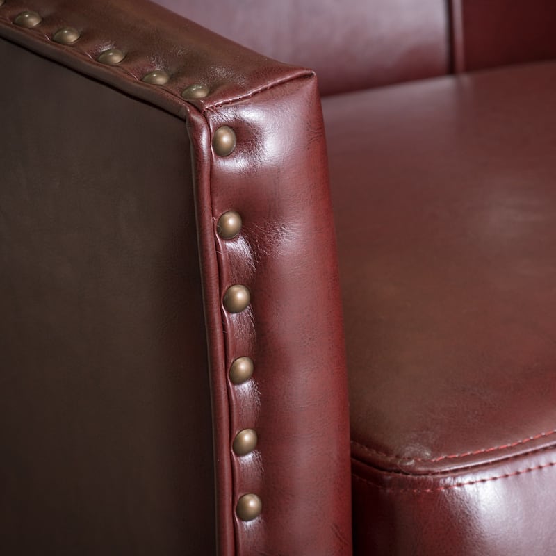 Austin Oxblood Red Bonded Leather Club Chair by Christopher Knight Home