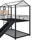 preview thumbnail 15 of 16, House Shape Design Metal Bunk Bed with Roof and Slide for Extra Fun, Sturdy Frame, Black