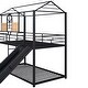 preview thumbnail 17 of 16, Stylish Twin Over Twin Metal House Bunk Bed With Slide, Sturdy Frame, Safety Ensured, Friendly Design, Black