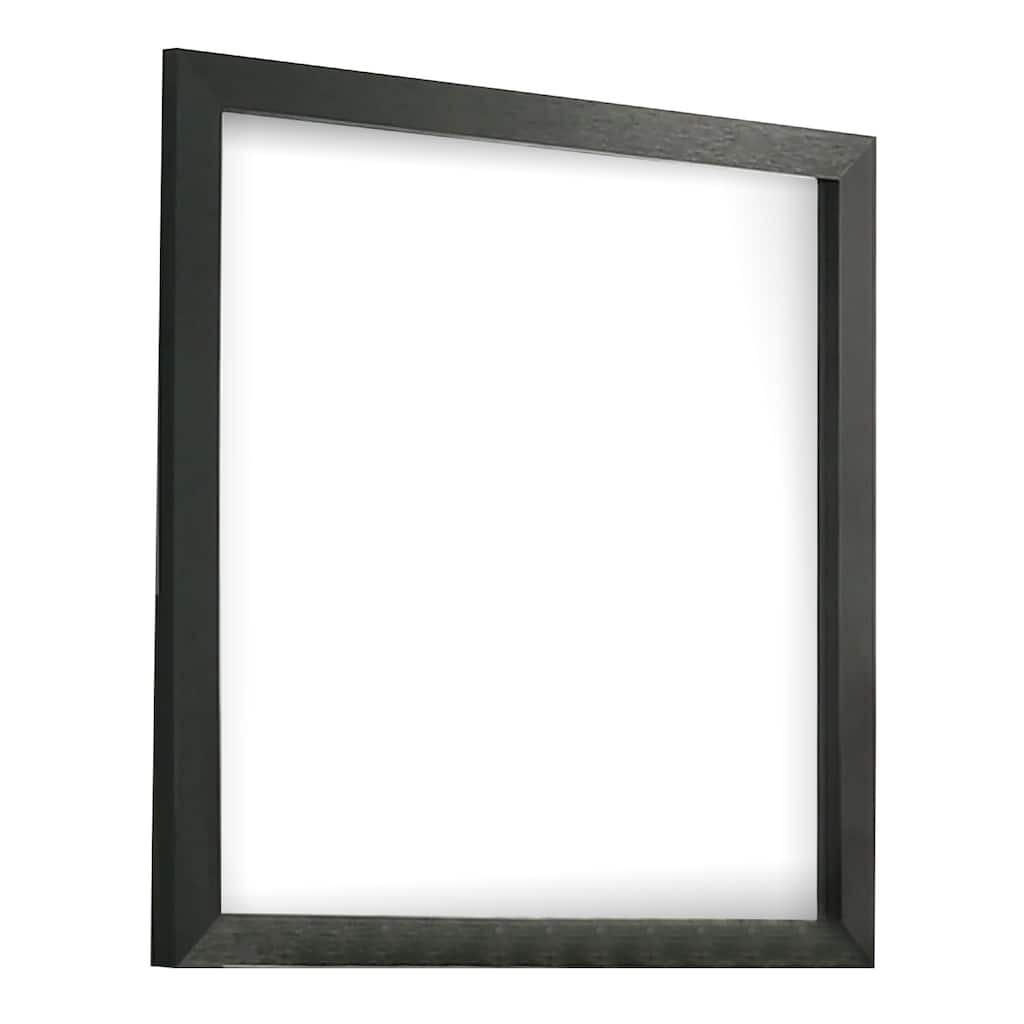 Lati Dresser Mirror, Beveled Glass, Black Wood, 40 Inch Square
