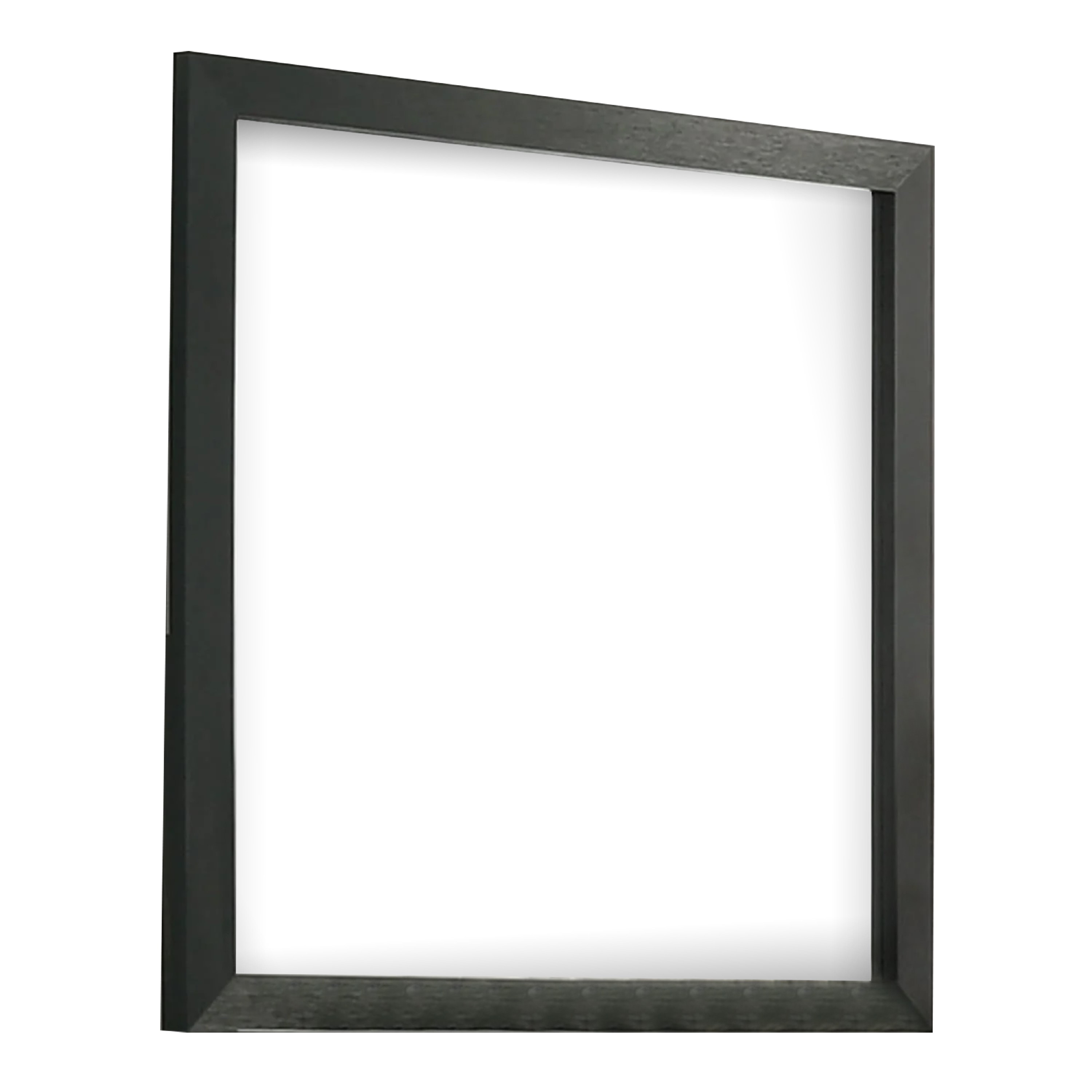 Lati Dresser Mirror, Beveled Glass, Black Wood, 40 Inch Square