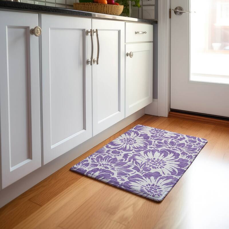 Premium Washable Super Soft Modern Floral Mayfield Rug - Purple - 1' 8" x 2' 6" - Rectangle